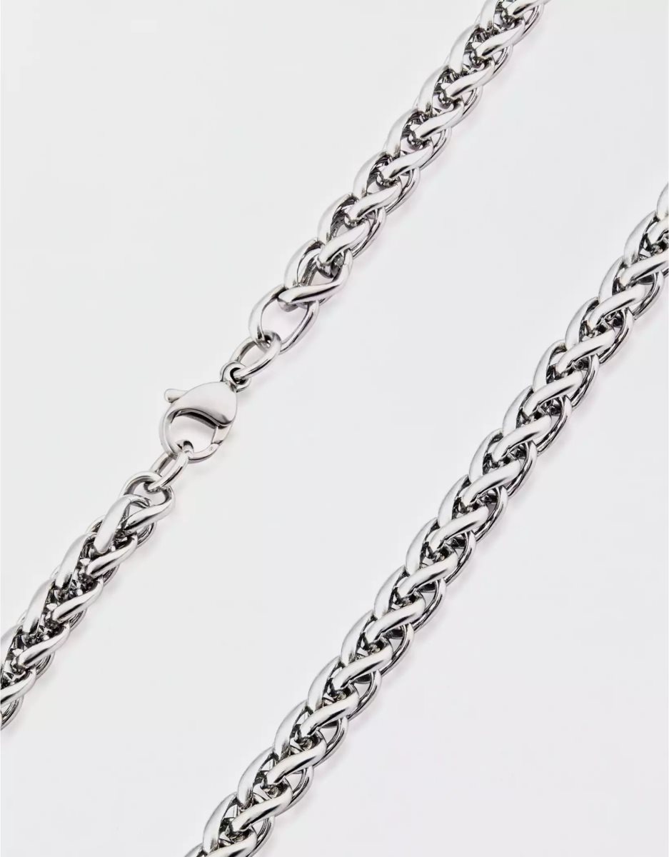 Bijoux American Eagle Stainless Steel Polished Spiga Chain Necklace Argent Homme | SQH-21805275